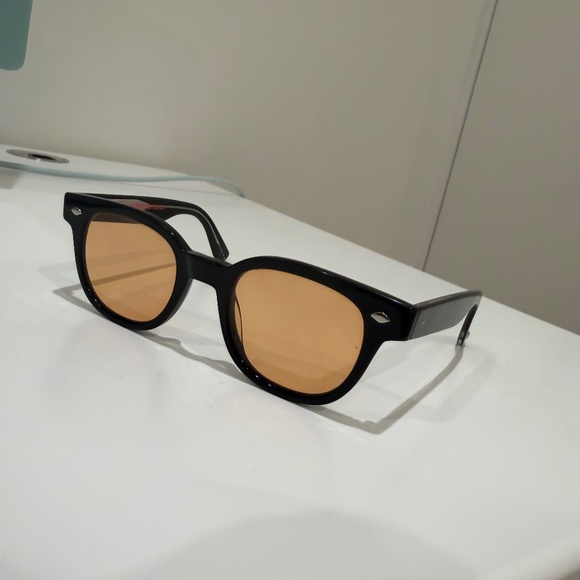 Garrett Leight Accessories - Garrett Leight California Canter Sunglasses – Black with Custom Orange Lenses